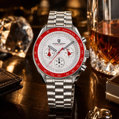 relogio premium masculino Lunario Pagani Design Branco Vermelho - Lifestyle premium