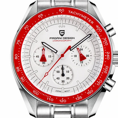 relogio com mostrador branco Lunario Pagani Design Branco Vermelho - Detalhe do mostrador