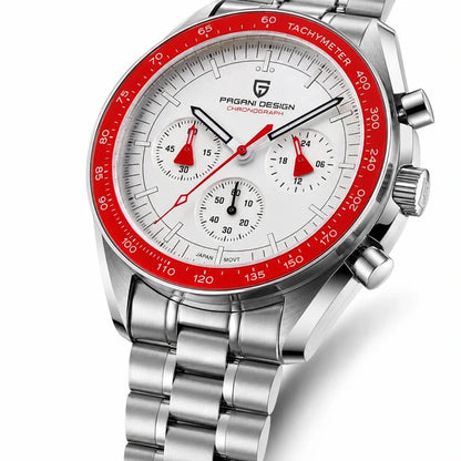 relogio pulseira de aco masculino Lunario Pagani Design Branco Vermelho - Detalhe da pulseira