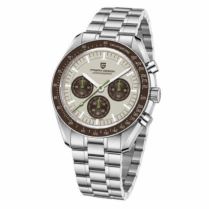 relogio cronografo masculino Lunario Pagani Design Champanhe - Angulo tres quartos