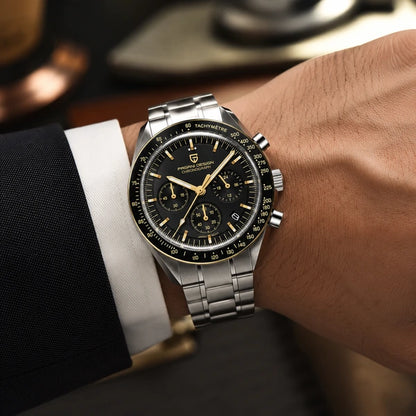 relogio masculino no pulso Lunario Pagani Design Preto Dourado - No pulso