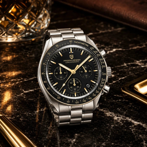 relogio masculino de luxo Lunario Pagani Design Preto Dourado - Lifestyle luxuoso