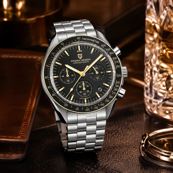 relogio masculino executivo Lunario Pagani Design Preto Dourado - Lifestyle executivo