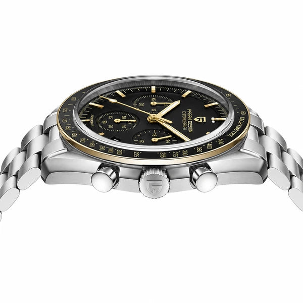 relogio masculino caixa aco Lunario Pagani Design Preto Dourado - Vista lateral