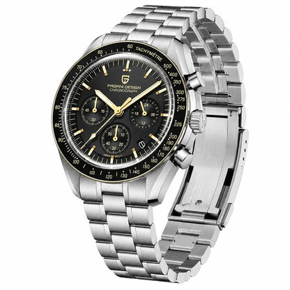 relogio pulseira de aco masculino Lunario Pagani Design Preto Dourado - Detalhe da pulseira