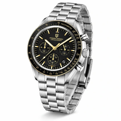 relogio masculino importado Lunario Pagani Design Preto Dourado - Produto completo em angulo diferente