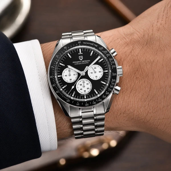 relogio masculino no pulso Lunario Pagani Design Preto Panda - No pulso