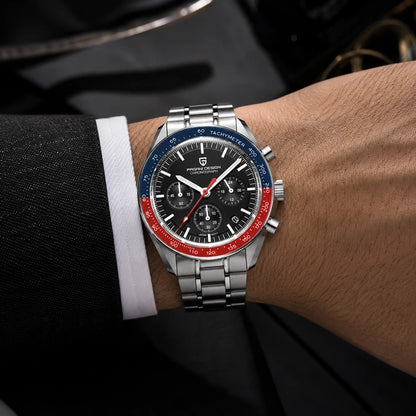 relogio masculino no pulso Lunario Pagani Design Preto Azul Vermelho - No pulso
