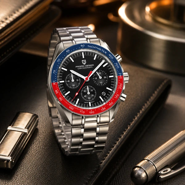 relogio premium masculino Lunario Pagani Design Preto Azul Vermelho - Lifestyle premium