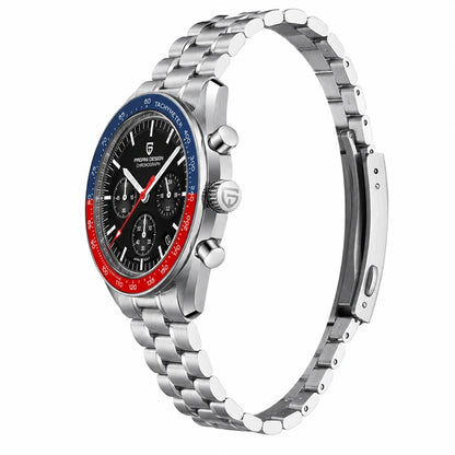 relogio masculino caixa aco Lunario Pagani Design Preto Azul Vermelho - Vista lateral