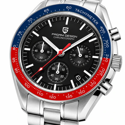relogio com mostrador preto Lunario Pagani Design Preto Azul Vermelho - Detalhe do mostrador