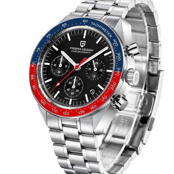 relogio pulseira de aco masculino Lunario Pagani Design Preto Azul Vermelho - Detalhe da pulseira