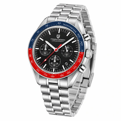 relogio masculino importado Lunario Pagani Design Preto Azul Vermelho - Produto completo em angulo diferente