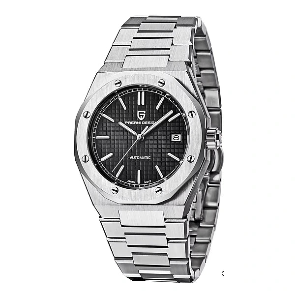 relogio masculino preto Prata Nero Pagani Design - frontal em fundo branco