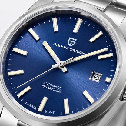 Logo central em dial azul com textura radial