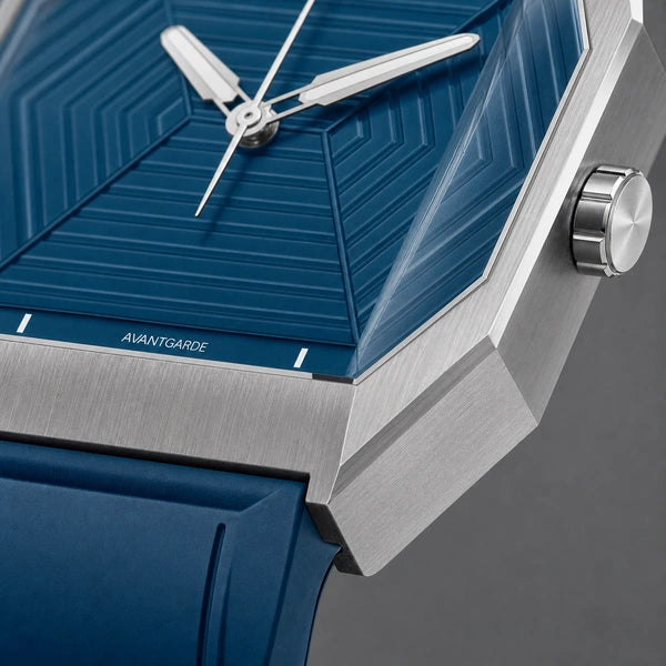 Relógio Masculino Specht & Söhne Avant-Garde Azul - detalhe da coroa e da caixa