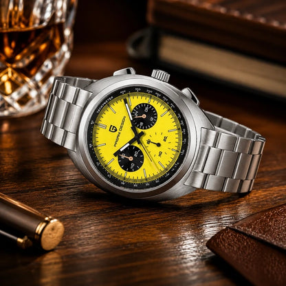 relogio masculino executivo Stradale Pagani Design Amarelo Pulseira de Prata - Lifestyle executivo
