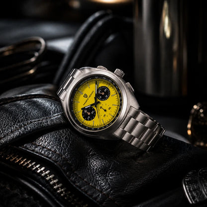 relogio premium masculino Stradale Pagani Design Amarelo Pulseira de Prata - Lifestyle premium