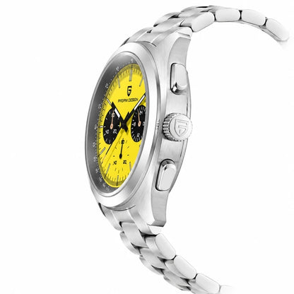 relogio com mostrador amarelo Stradale Pagani Design Amarelo Pulseira de Prata - Detalhe do mostrador