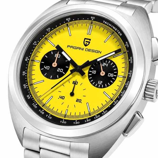 relogio pagani design pd-1782 Stradale Pagani Design Amarelo Pulseira de Prata - Composicao do produto