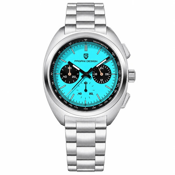 relogio masculino pagani design Stradale Pagani Design Azul Celeste Pulseira de Prata - Frente em fundo branco