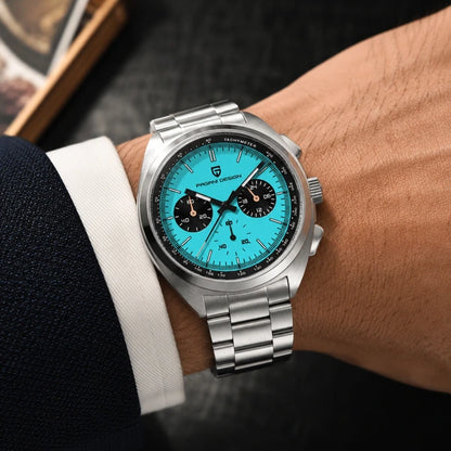 relogio masculino no pulso Stradale Pagani Design Azul Celeste Pulseira de Prata - No pulso