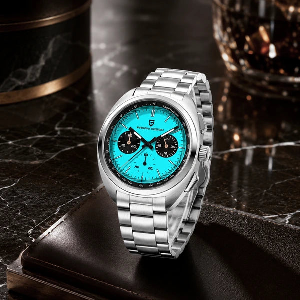 relogio masculino executivo Stradale Pagani Design Azul Celeste Pulseira de Prata - Lifestyle executivo