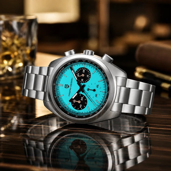relogio premium masculino Stradale Pagani Design Azul Celeste Pulseira de Prata - Lifestyle premium