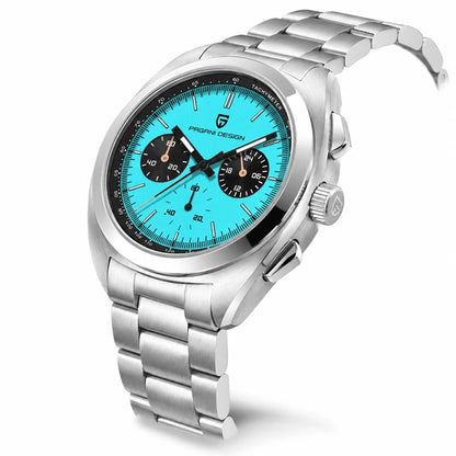 relogio masculino caixa aco Stradale Pagani Design Azul Celeste Pulseira de Prata - Vista lateral