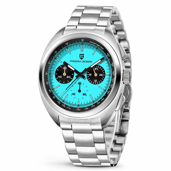 relogio pulseira de aco masculino Stradale Pagani Design Azul Celeste Pulseira de Prata - Detalhe da pulseira