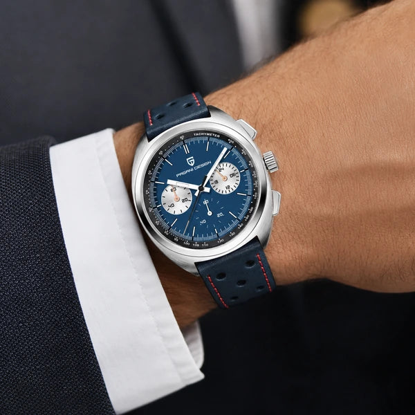 relogio masculino no pulso Stradale Pagani Design Azul Pulseira de Couro - No pulso