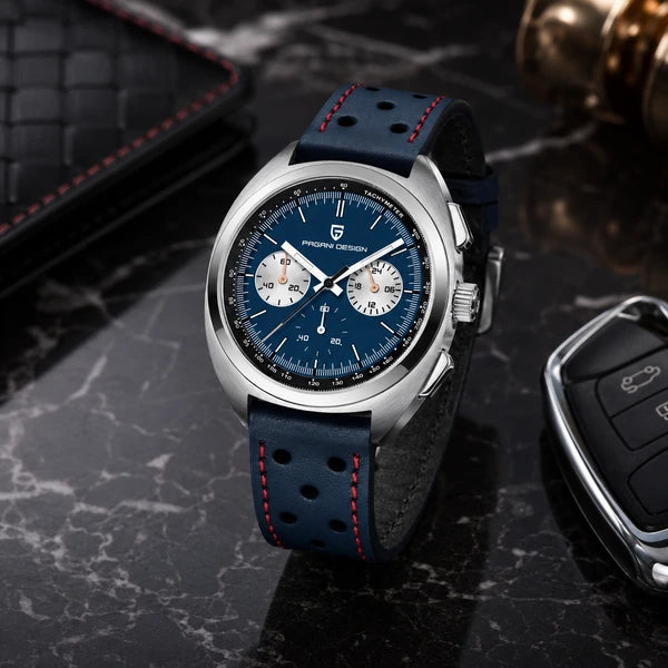 relogio premium masculino Stradale Pagani Design Azul Pulseira de Couro - Lifestyle premium