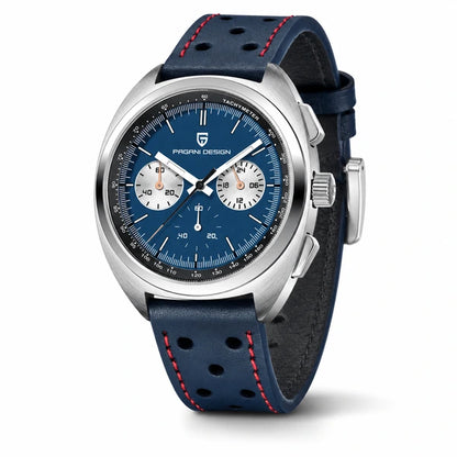 relogio masculino caixa aco Stradale Pagani Design Azul Pulseira de Couro - Vista lateral