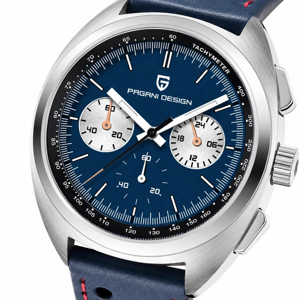 relogio pulseira de couro masculino Stradale Pagani Design Azul Pulseira de Couro - Detalhe da pulseira