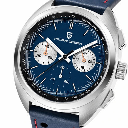 relogio pulseira de couro masculino Stradale Pagani Design Azul Pulseira de Couro - Detalhe da pulseira