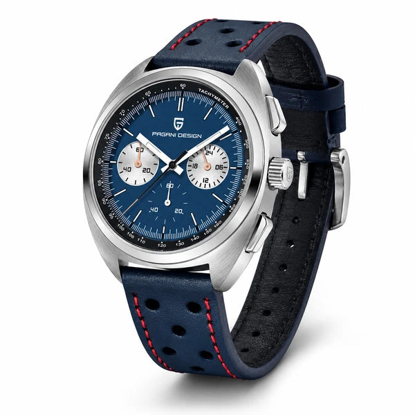 relogio masculino importado Stradale Pagani Design Azul Pulseira de Couro - Angulo do produto completo