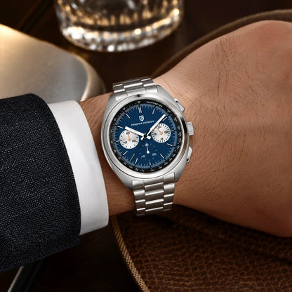 relogio masculino no pulso Stradale Pagani Design Azul Pulseira de Prata - No pulso