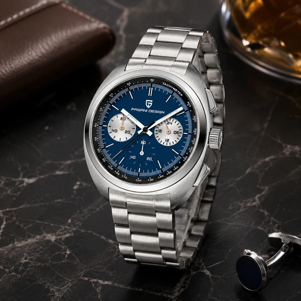 relogio masculino de luxo Stradale Pagani Design Azul Pulseira de Prata - Lifestyle luxuoso