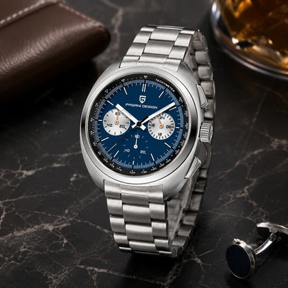 relogio masculino de luxo Stradale Pagani Design Azul Pulseira de Prata - Lifestyle luxuoso