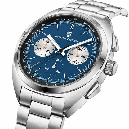 relogio masculino caixa aco Stradale Pagani Design Azul Pulseira de Prata - Vista lateral