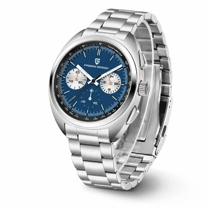 relogio masculino importado Stradale Pagani Design Azul Pulseira de Prata - Angulo do produto completo