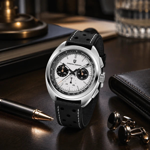 relogio masculino executivo Stradale Pagani Design Branco Pulseira de Couro - Lifestyle executivo