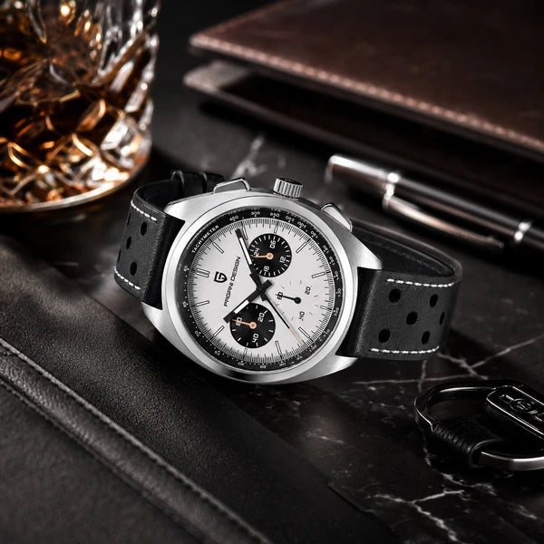 relogio premium masculino Stradale Pagani Design Branco Pulseira de Couro - Lifestyle premium