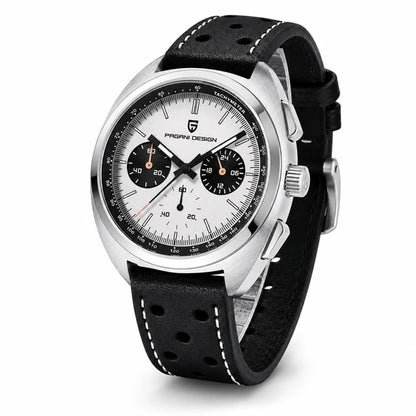 relogio masculino caixa aco Stradale Pagani Design Branco Pulseira de Couro - Vista lateral