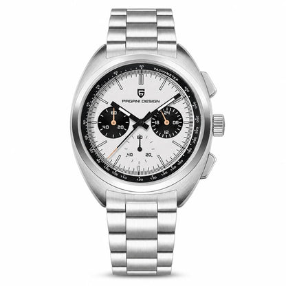 relogio masculino pagani design Stradale Pagani Design Branco Pulseira de Prata - Frente em fundo branco