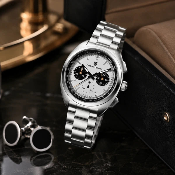 relogio masculino de luxo Stradale Pagani Design Branco Pulseira de Prata - Lifestyle luxuoso