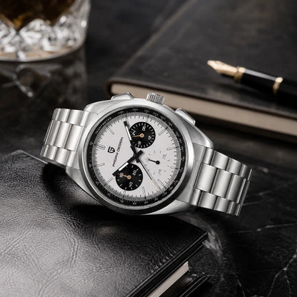 relogio premium masculino Stradale Pagani Design Branco Pulseira de Prata - Lifestyle premium