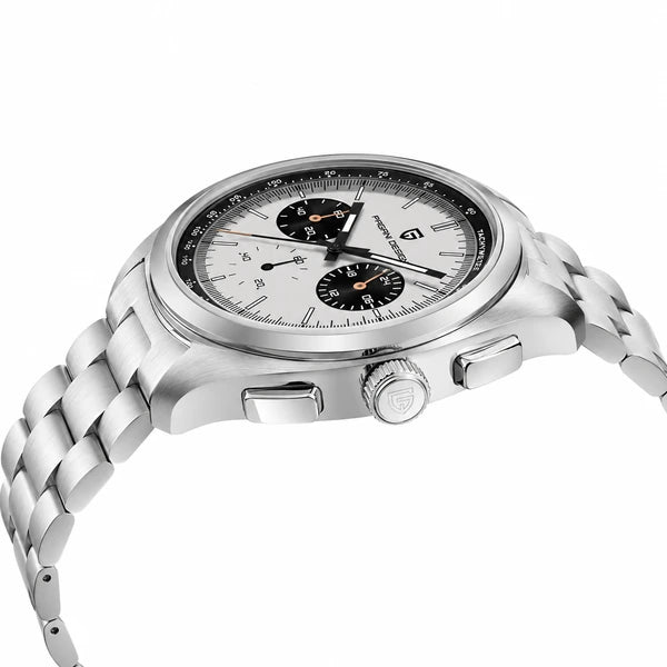 relogio masculino caixa aco Stradale Pagani Design Branco Pulseira de Prata - Vista lateral