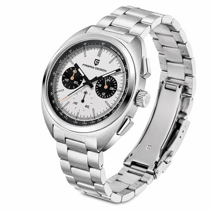 relogio masculino importado Stradale Pagani Design Branco Pulseira de Prata - Angulo do produto completo