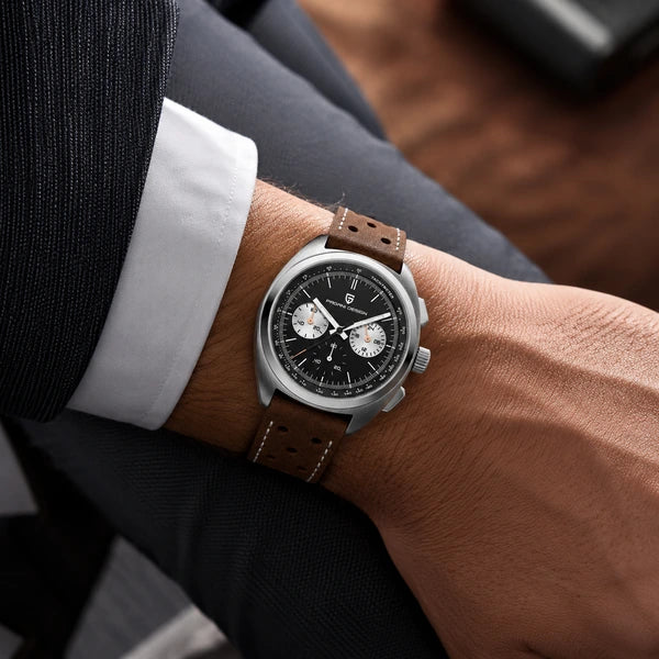 relogio masculino no pulso Stradale Pagani Design Preto Pulseira de Couro - No pulso